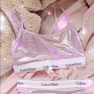 calvin kline metallic modern cotton tanga bra